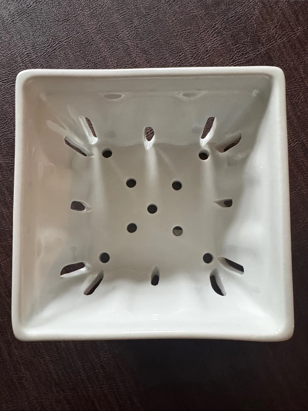 Crate & Barrel White Ceramic Berry Box Colander Basket